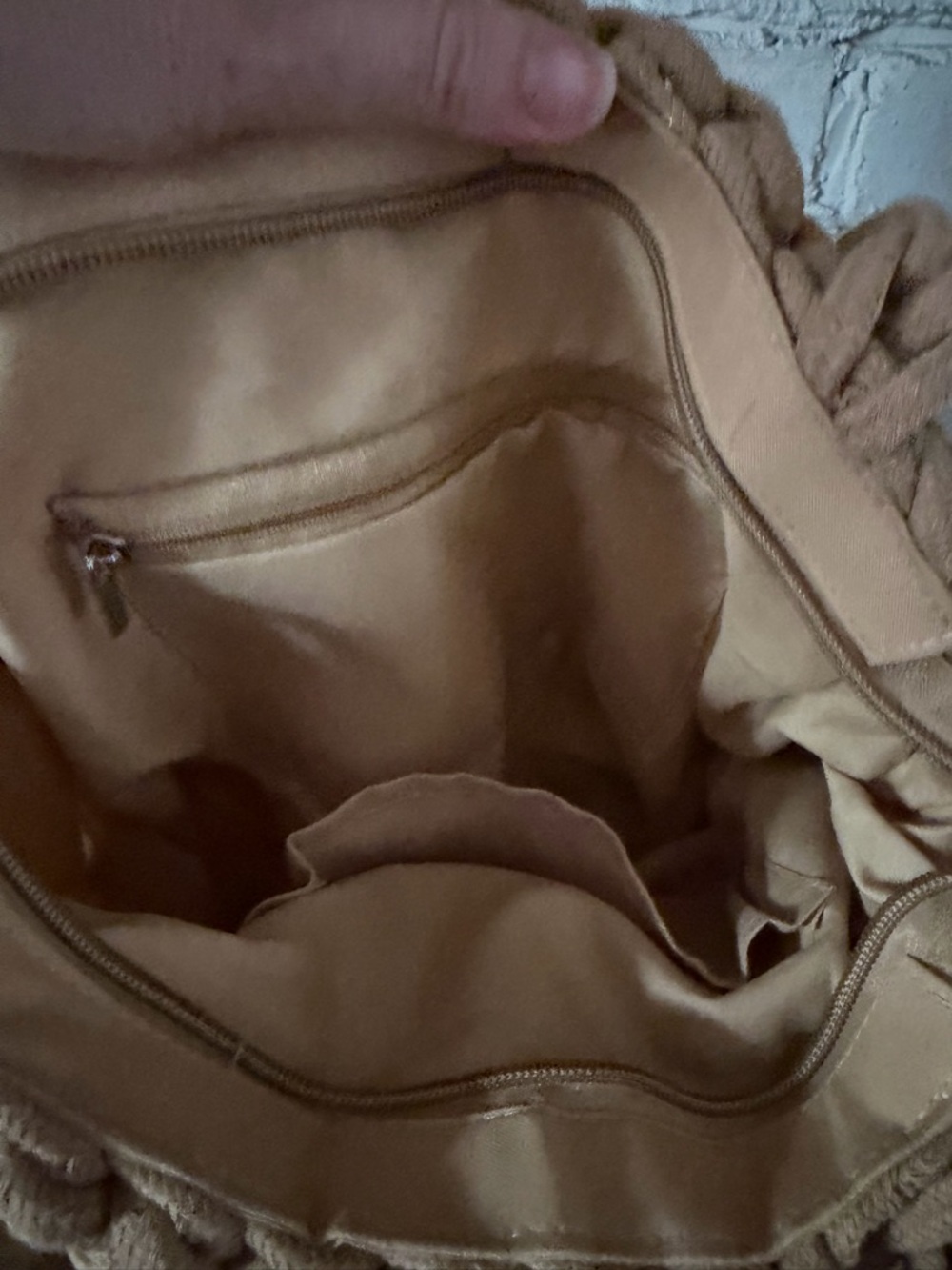 Woven Macramé Tote Bag in Tan - Picture 5 of 11